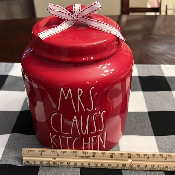 Rae Dunn Large Red Mrs Claus’s Kitchen Cookie Jar - Picture 7 of 10
